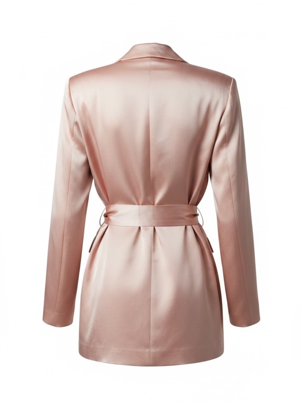Express Satin Wrap Blazer in Blush Pink - Picture 2 of 6